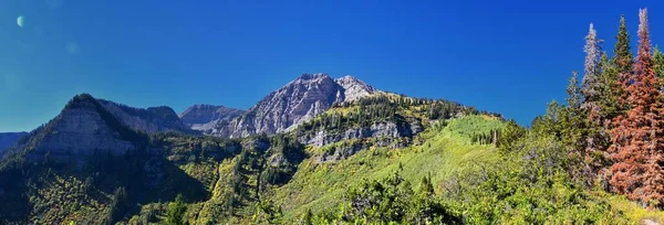 Timpanogos Peak Back Views Hiking Bear Canyon Trail Wasatch Range — стокове фото