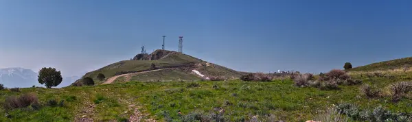 Radio Tower Observatory West Lake Mountain Peak Spring Mountain Hiking — Zdjęcie stockowe