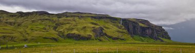 Icelandic South Coast landscape near Reynisfjara black volcanic sand beach near Vic at south coast of Iceland, Scandinavia, Europe clipart