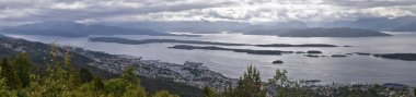 Varden viewpoint Panoramic landscapes, ocean, fjords, islands forests summer 2024 around Molde Norway Scandinavia Europe clipart