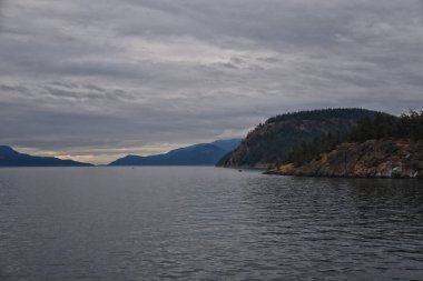 Cuma Limanı ve Orcas Adası Sahne Manzarası bir feribottan San Juan Adaları, Washington, ABD