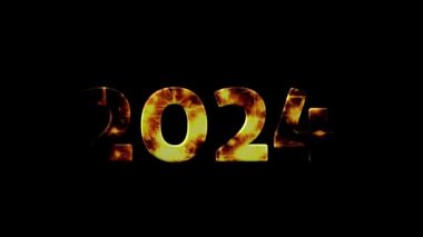 2024 yıl boyunca havai fişek etkisi ile siyah arkaplan