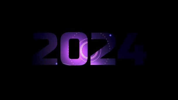 2024 Год Эффектом Фейерверка Обычном Черном Фоне — стоковое видео
