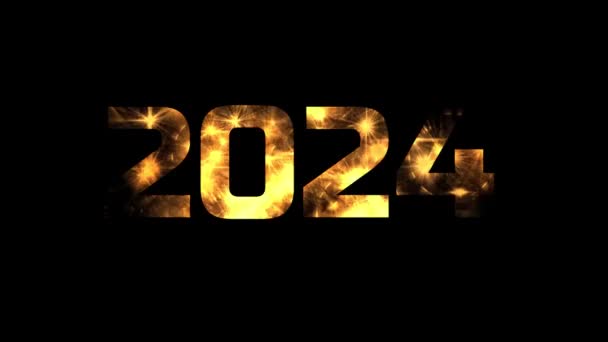 2024 Rok Efektem Fajerwerków Czarnym Tle — Wideo stockowe