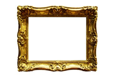 Güzel dekore edilmiş, eşsiz ve antika altın rengi resim çerçevesi.