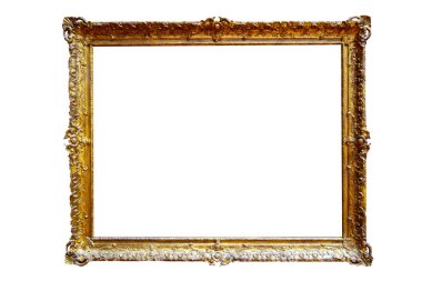 Güzel dekore edilmiş, eşsiz ve antika altın rengi resim çerçevesi.