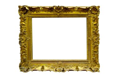 Güzel dekore edilmiş, eşsiz ve antika altın rengi resim çerçevesi.