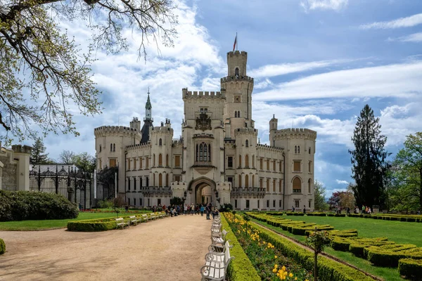 Chateau Hluboka nad Vltavou - Güney Bohemya 'nın neo-gotik bir mücevheri - şato Ceske Budejovice (Budweis) - Çek Cumhuriyeti, Avrupa