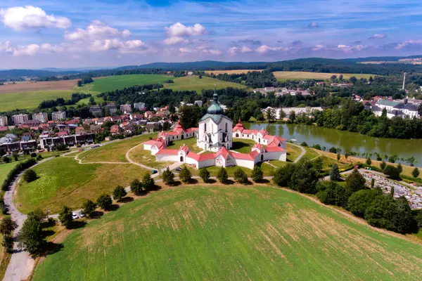 stock image The pilgrimage church of St. John of Nepomuk on Zelena hora in Zdar nad Sazavou is one of the most important buildings of the Baroque Gothic style by the architect Jan Blazej Santini-Aichel