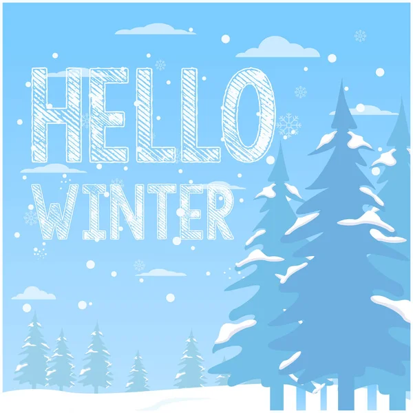 Γεια Σου Χειμώνα Επίπεδη Σχεδίαση Γεια Χειμώνα Φόντο Διανυσματική Εικόνα — Διανυσματικό Αρχείο