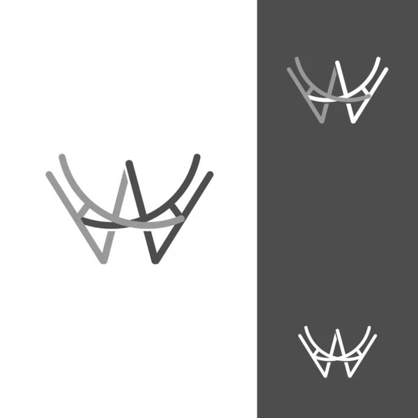 ミニマルな文字W鹿のデザインのロゴと ベクトルイラスト Eps — ストックベクタ