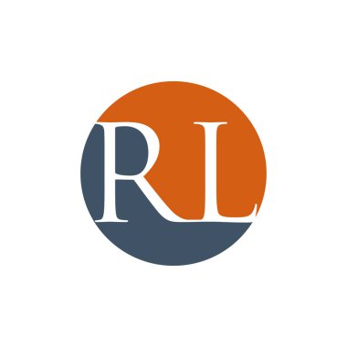 İlk harf RL logo tasarım şablonu vektörü. Boş alan ya da negatif uzay biçimi logosu olan daire biçimli arkaplanda RL harfi