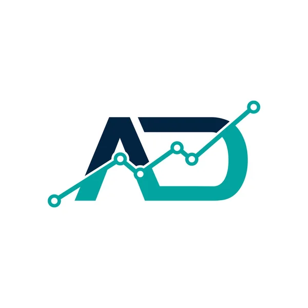 Letra Inicial Data Analytics Logo Tech Design Logotipo Creativo Letras — Vector de stock