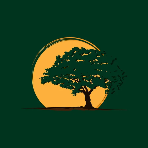 Baum Landschaft Logo Design Illustration Vektorvorlage Vektorillustration — Stockvektor