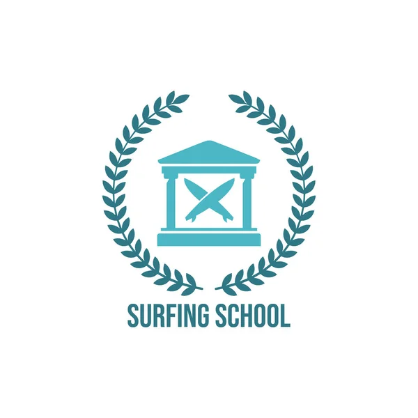Surfschule Vintage Emblem Abzeichen Etikett Oder Logo Vektor Illustration Vintage — Stockvektor