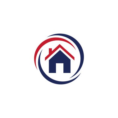 House Logo Şablonu Tasarım Vektörü. Ev simgesi Vektörü basit düz logo simgesi, Amblem, Tasarım Konsepti, Yaratıcı Sembol, Simge Simgesi, Simge