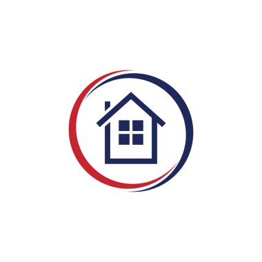 House Logo Şablonu Tasarım Vektörü. Ev simgesi Vektörü basit düz logo simgesi, Amblem, Tasarım Konsepti, Yaratıcı Sembol, Simge Simgesi, Simge
