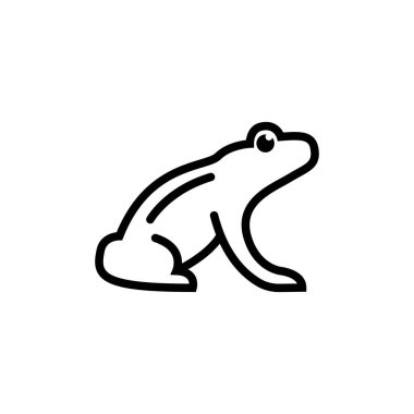 Soyut kurbağa basit çizgi logosu. Kurbağa basit minimalist biçimlendirme, çizgi simgesi ve renkli sürüm, kurbağa vektör illüstrasyonu.