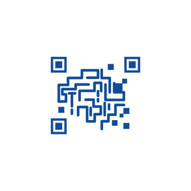 Dijital QR kod beyin ikonu vektör görüntü logosu. Dijital Beyin Şablonu Tasarım Şirketi Logo Vektörü Sembol Simgesi Logo Vektörü.