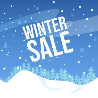 Kar Taneleri Ücretsiz Vektör ile kış indirimi poster tasarımı. Kış sezonu satışı yatay afiş şablonu