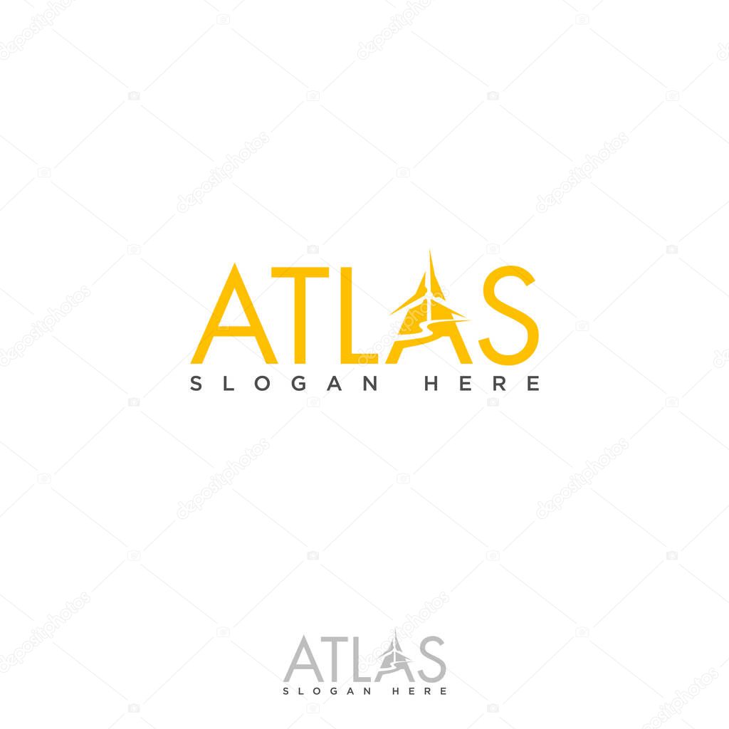 Atlas letter design element minimal logo design. Vector illustration
