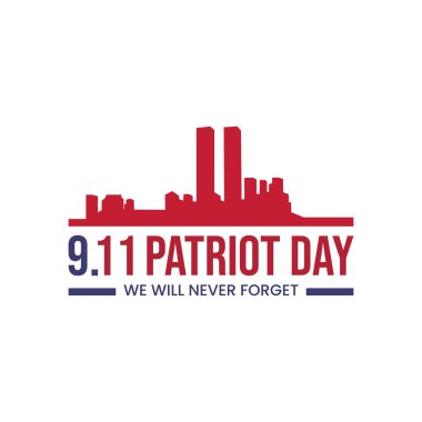 Basit ama güçlü Vatanseverlik Günü tasarımı New York silueti ve İkiz Kuleler 'in kırmızı siluetini içeriyor. Baskı, dijital tasarım ve hatırlama kampanyaları için mükemmel bir vektör biçimi.