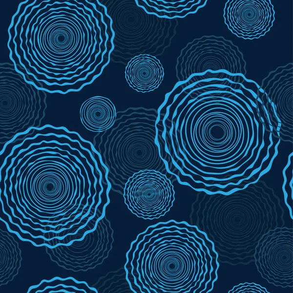 Таинственный Синий Узор Темно Синем Фоне Кругами Ряби Печати Упаковке — стоковый вектор