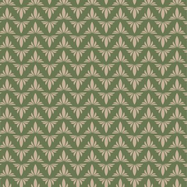 Kusursuz yeşil desenli ya da duvar kağıdı, tekstil, ambalaj, lüks ürün tasarımı için stilize edilmiş çiçek süsü. Eski duvar kâğıdı