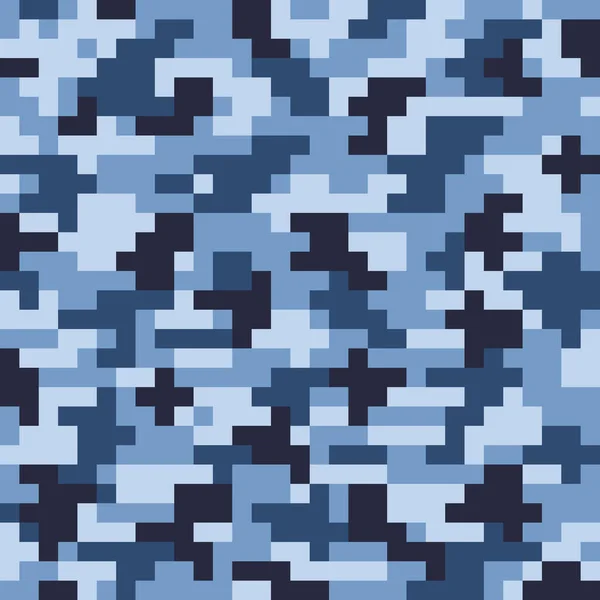 Pixel Vzor Pro Maskování Vojenské Modré Barvy Pro Bezproblémové Pozadí — Stockový vektor