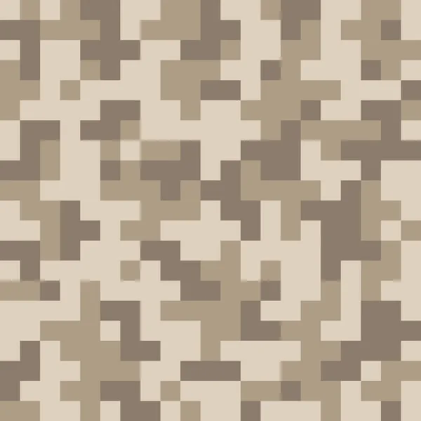 Pixel Pattern Military Camouflage Beige Sand Color Seamless Background Three — Stock Vector