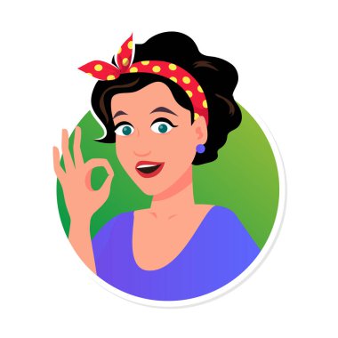 Kafasında eşarp olan pop sanatçısı kız kullanıcı avatarı için el işareti gösteriyor.