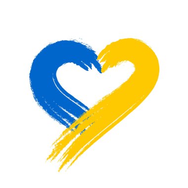 Sarı ve mavi cesur Ukrayna grunge kalbi sanki boyayla çizilmiş gibi