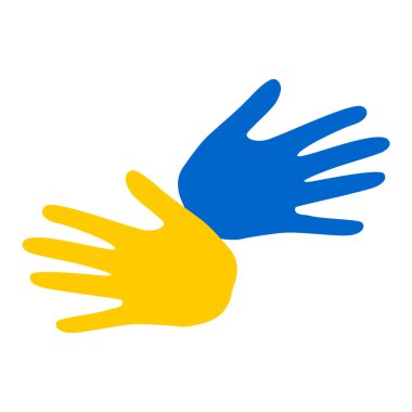 Ukrayna bayrağı olarak sarı ve mavi elli vatansever çıkartması. Logo, mal, baskı, kumaş, kıyafet, hediyelik eşya, kartpostallar, posterler için.