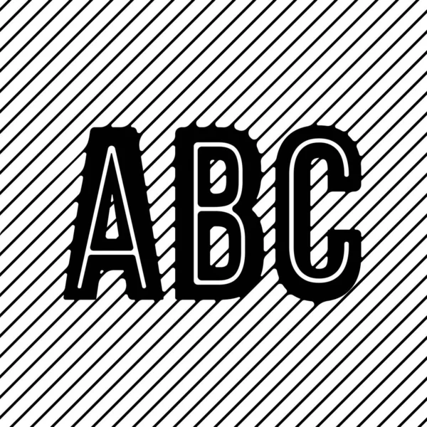 Bianco Nero Tre Lettere Dell Alfabeto Abc Con Strisce Linee — Vettoriale Stock