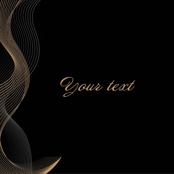 Черный Шаблон Золотыми Вьющимися Волосами Линейных Эффектов Надписью Ваш Текст — стоковый вектор