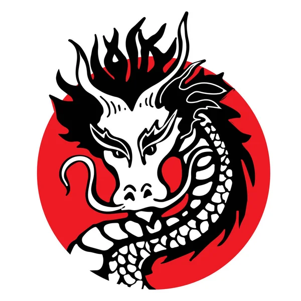 Dragão Fundo Círculo Vermelho Estilo Oriental Ano Novo Chinês Para —  Vetores de Stock