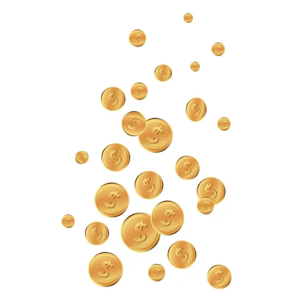 Goldene Glänzende Dollarmünzen Oder Fliegende Groschen Wie Gewinn Oder Jackpot — Stockvektor