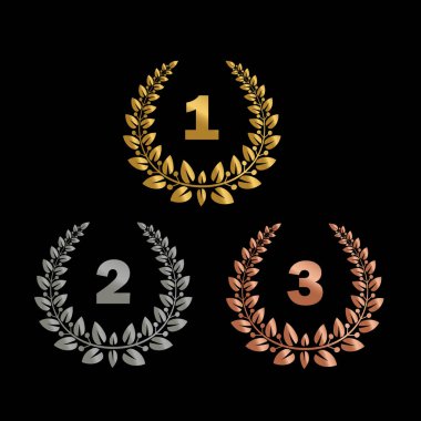 1 altın 2 gümüş ve 3 bronz rakamlı üç defne çelengi ödülü. Madalya unsuru, ödül sertifikası, kazanan ve şampiyon ödülü