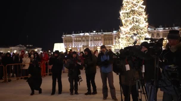 Wartawan Dan Fotografer Merekam Acara Ini Alun Alun Istana Petersburg — Stok Video