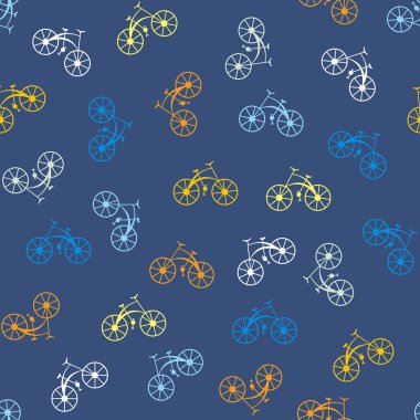 Rastgele dağılmış bisiklet siluetlerinin vektör desenli çizimi. Kumaşlar, posterler vs. üzerine yazma sanatı...