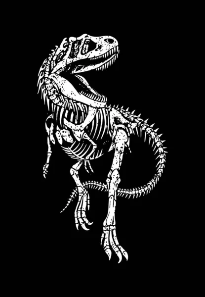 Illustrazione Vettoriale Fatta Mano Dello Scheletro Tyrannosaurus Rex Arte Modificabile — Vettoriale Stock