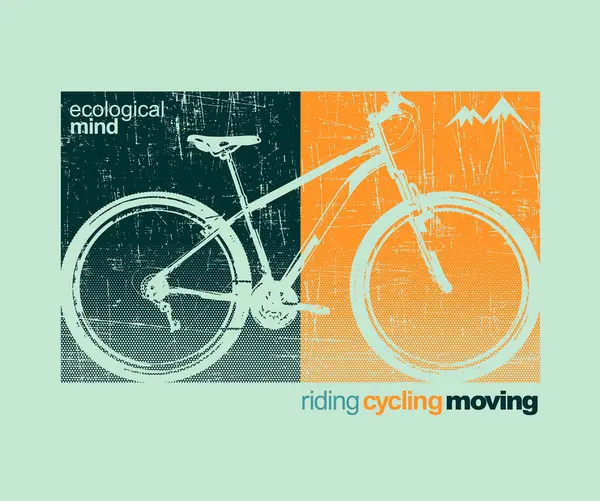 Illustration Vectorielle Silhouette Vélo Composition Avec Lettrage — Image vectorielle