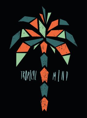 Geometrik şekillerde stilize edilmiş hindistan cevizi ağacı tasviri.