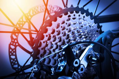 Closeup rear cassette of the moutain bike.
