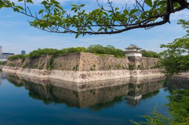 Outer moat of Osaka Castle in Osaka, Japan. The castle is one of Japan's most famous landmarks.