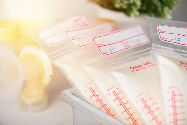 Breast Milk Frozen Plastic Storage Bags Baby Way Store Breast — Stock Photo, Image