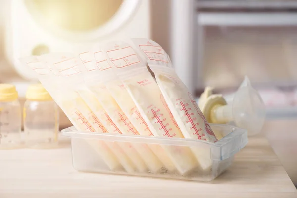Breast Milk Frozen Plastic Storage Bags Baby Way Store Breast — Stock Photo, Image