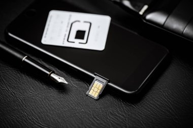 SIM card for smart phone. Changing the SIM card.