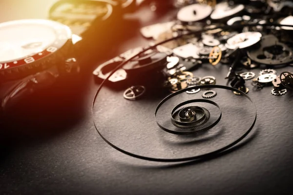 Mechanical Watch Repairing Concept Closeup Parts Mechanical Wristwatch — Stock Photo, Image