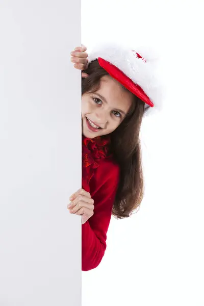 Litte Дівчина Капелюхом Санта Клауса — стокове фото
